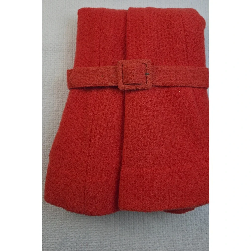 Vintage Forstmann Skirt Womens 100% Wool Boucle A-Line Rust Orange With Belt